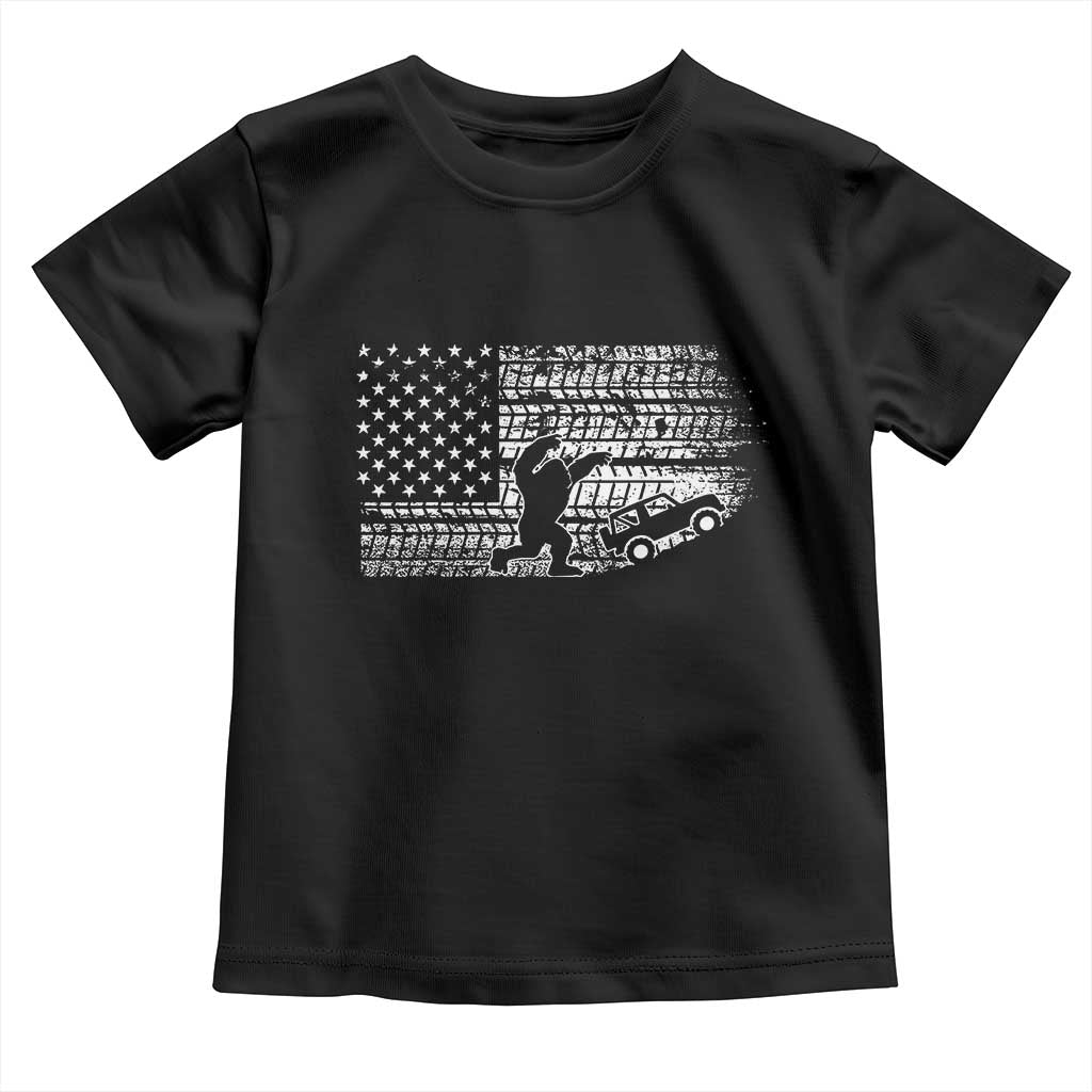 Bigfoot Offroad Car Toddler T Shirt Retro Sasquatch 4x4 UTV ATV Funny American Flag TS10 Black Print Your Wear