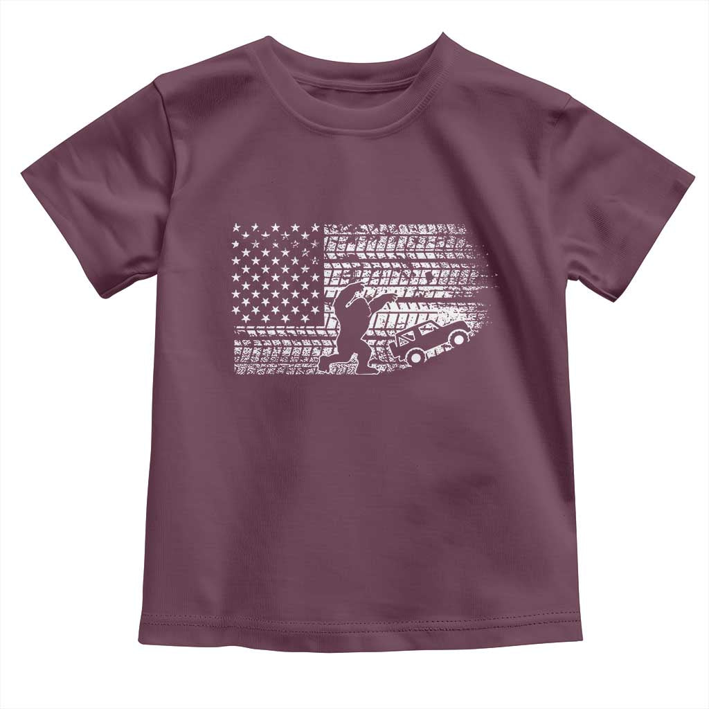 Bigfoot Offroad Car Toddler T Shirt Retro Sasquatch 4x4 UTV ATV Funny American Flag TS10 Maroon Print Your Wear