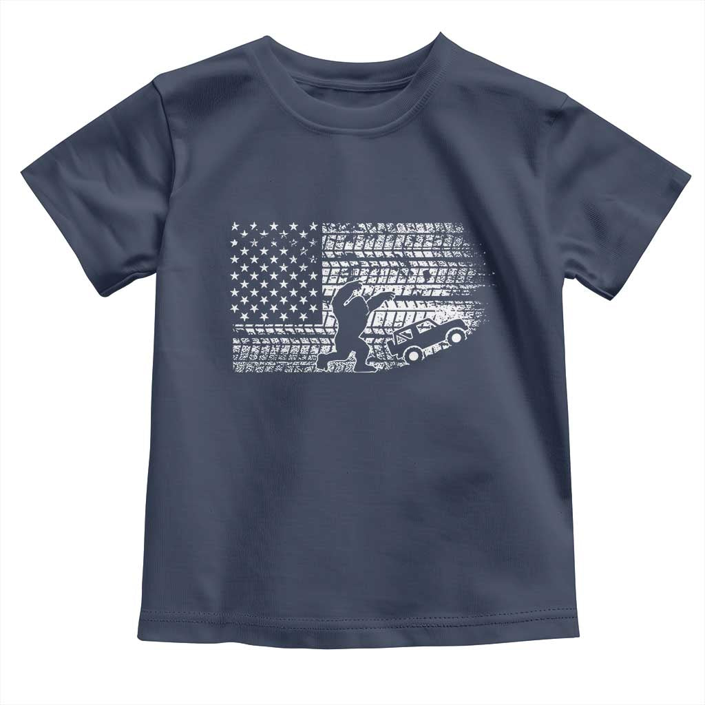 Bigfoot Offroad Car Toddler T Shirt Retro Sasquatch 4x4 UTV ATV Funny American Flag TS10 Navy Print Your Wear