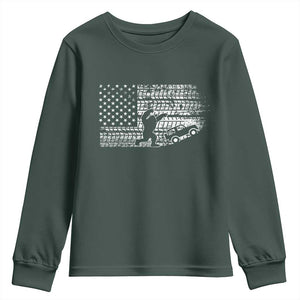 Bigfoot Offroad Car Youth Sweatshirt Retro Sasquatch 4x4 UTV ATV Funny American Flag TS10 Dark Forest Green Print Your Wear