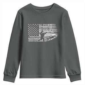 Bigfoot Offroad Car Youth Sweatshirt Retro Sasquatch 4x4 UTV ATV Funny American Flag TS10 Dark Heather Print Your Wear
