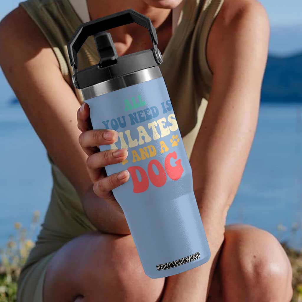 Funny Pilates Dog Lover Flip Straw Tumbler Retro All You Need Is Pilates And A Dog TS10 One Size: 30 oz Light Blue Print Your Wear