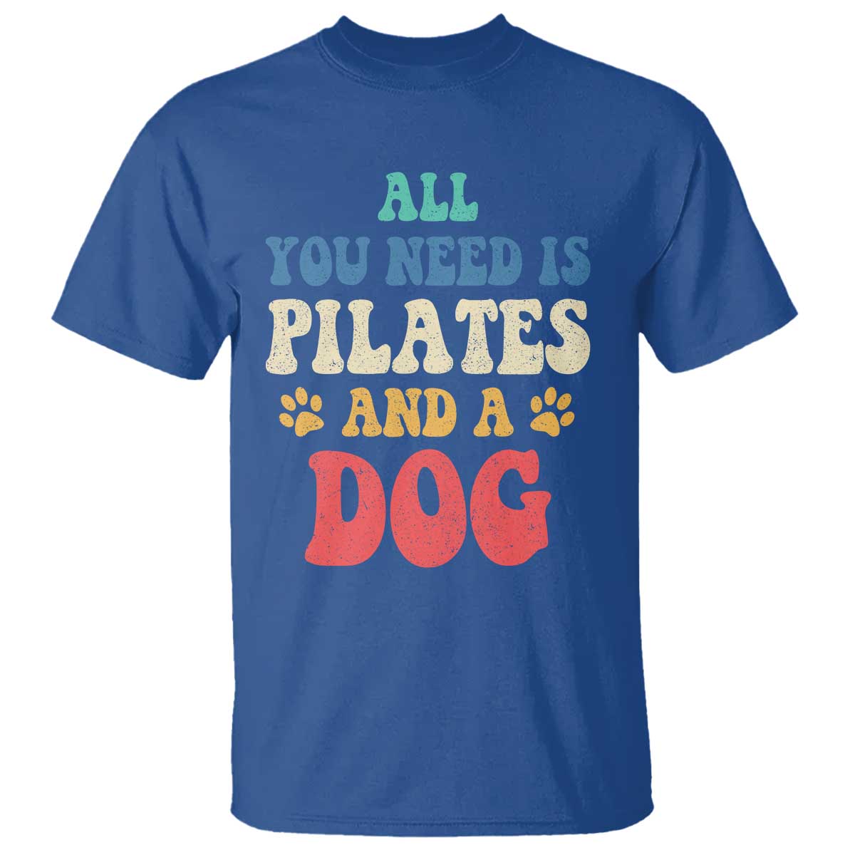 Funny Pilates Dog Lover T Shirt Retro All You Need Is Pilates And A Dog TS10 Royal Blue Print Your Wear