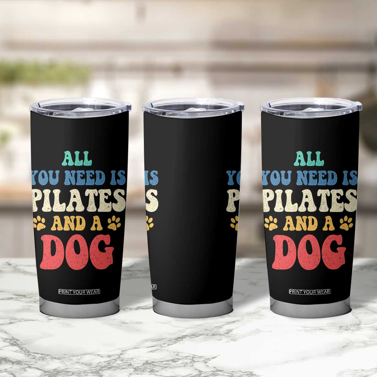 Funny Pilates Dog Lover Tumbler Cup Retro All You Need Is Pilates And A Dog TS10 Print Your Wear