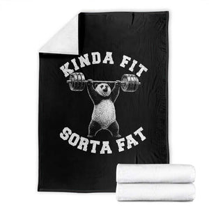 Funny Gym Throw Blanket Kinda Fit Sorta Fat Panda Weightlifting Workout TS10 Black Print Your Wear