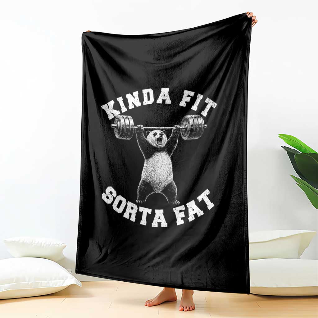 Funny Gym Throw Blanket Kinda Fit Sorta Fat Panda Weightlifting Workout TS10 Print Your Wear