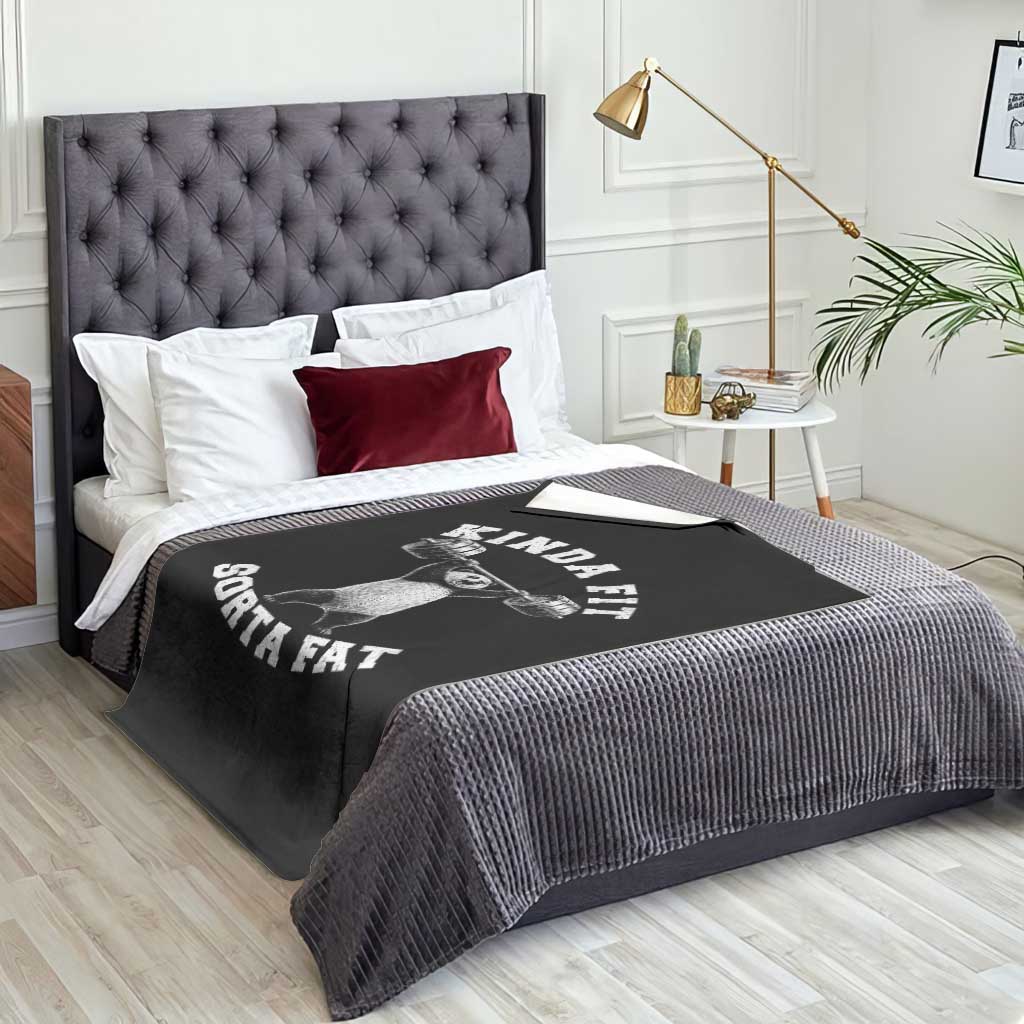 Funny Gym Throw Blanket Kinda Fit Sorta Fat Panda Weightlifting Workout TS10 Print Your Wear