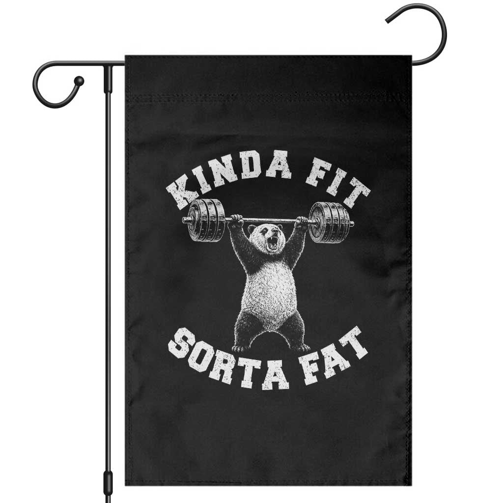 Funny Gym Garden Flag Kinda Fit Sorta Fat Panda Weightlifting Workout TS10 Black Print Your Wear