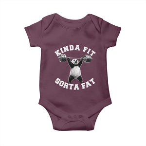 Funny Gym Baby Onesie Kinda Fit Sorta Fat Panda Weightlifting Workout TS10 Maroon Print Your Wear