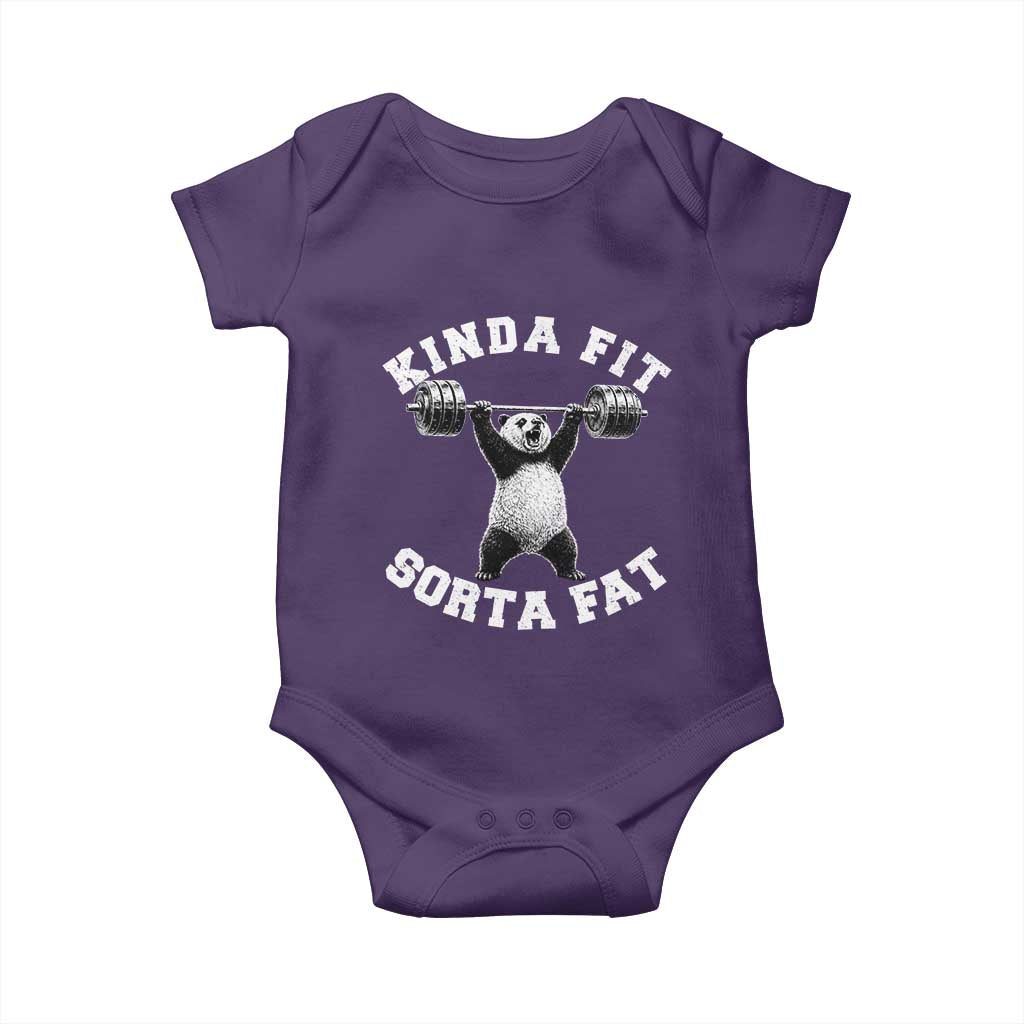 Funny Gym Baby Onesie Kinda Fit Sorta Fat Panda Weightlifting Workout TS10 Purple Print Your Wear