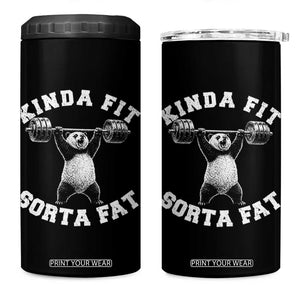 Funny Gym 4 in 1 Can Cooler Tumbler Kinda Fit Sorta Fat Panda Weightlifting Workout TS10 One Size: 16 oz Black Print Your Wear
