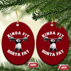 Funny Gym Ceramic Ornament Kinda Fit Sorta Fat Panda Weightlifting Workout TS10 Print Your Wear