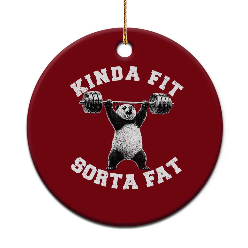 Funny Gym Ceramic Ornament Kinda Fit Sorta Fat Panda Weightlifting Workout TS10 1pc Red Print Your Wear