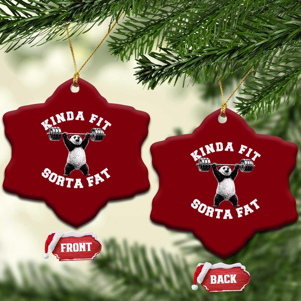 Funny Gym Ceramic Ornament Kinda Fit Sorta Fat Panda Weightlifting Workout TS10 Print Your Wear