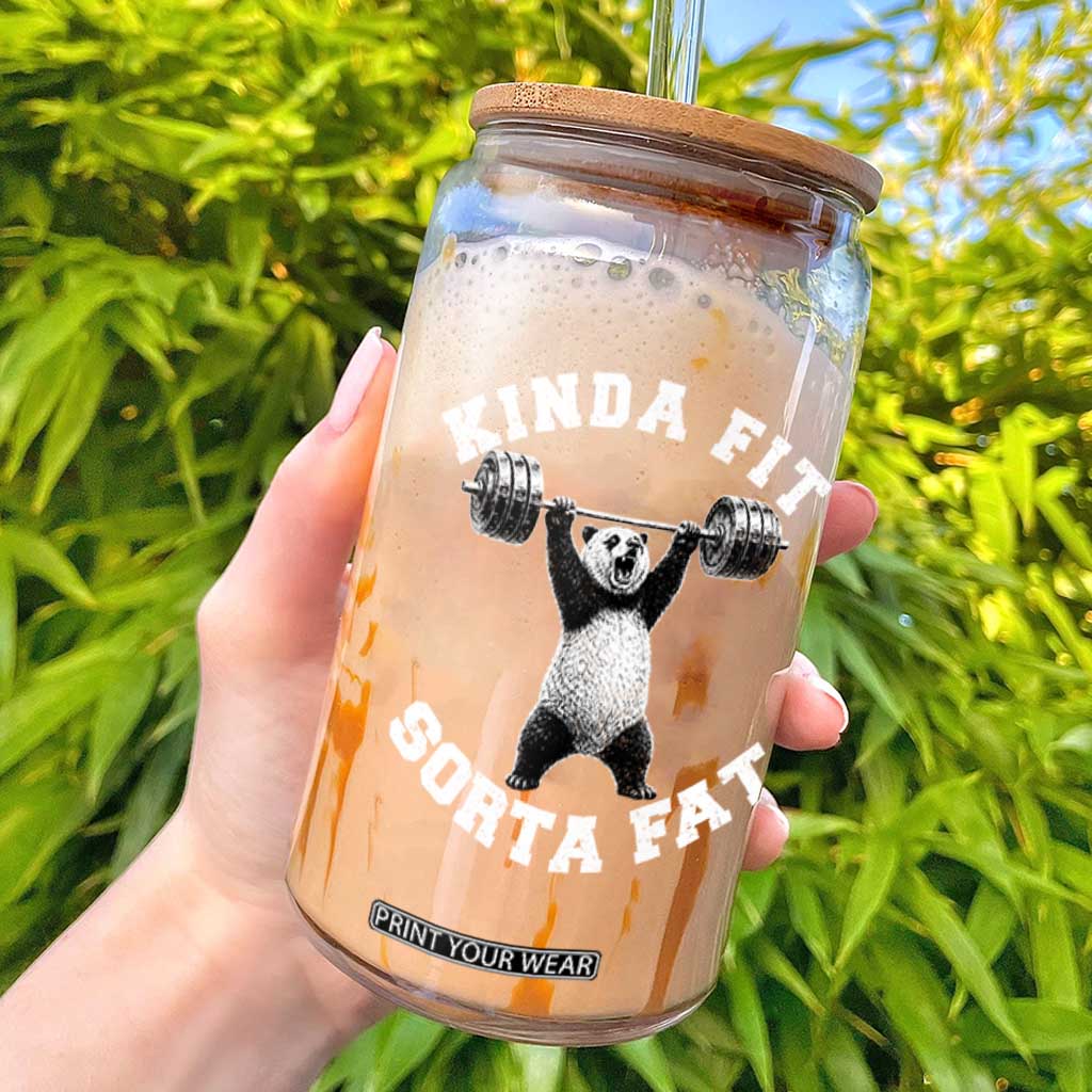Funny Gym Glass Can Kinda Fit Sorta Fat Panda Weightlifting Workout TS10 Black Print Your Wear