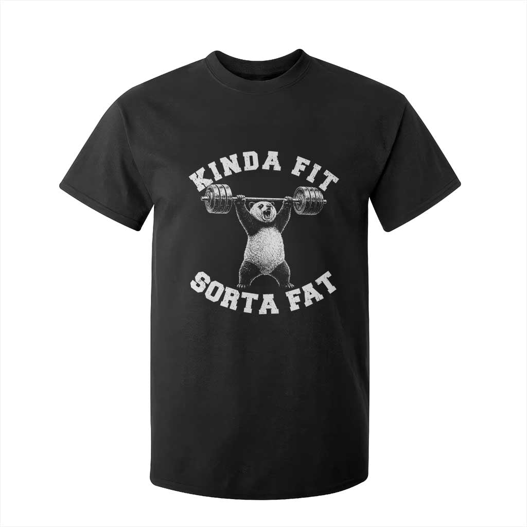 Funny Gym T Shirt For Kid Kinda Fit Sorta Fat Panda Weightlifting Workout TS10 Black Print Your Wear