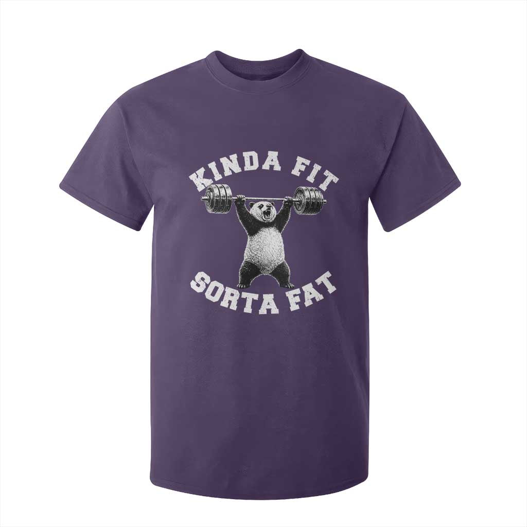 Funny Gym T Shirt For Kid Kinda Fit Sorta Fat Panda Weightlifting Workout TS10 Purple Print Your Wear