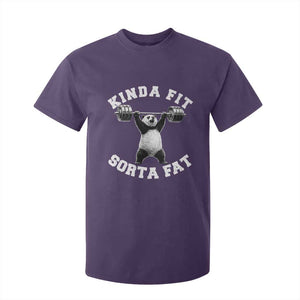 Funny Gym T Shirt For Kid Kinda Fit Sorta Fat Panda Weightlifting Workout TS10 Purple Print Your Wear