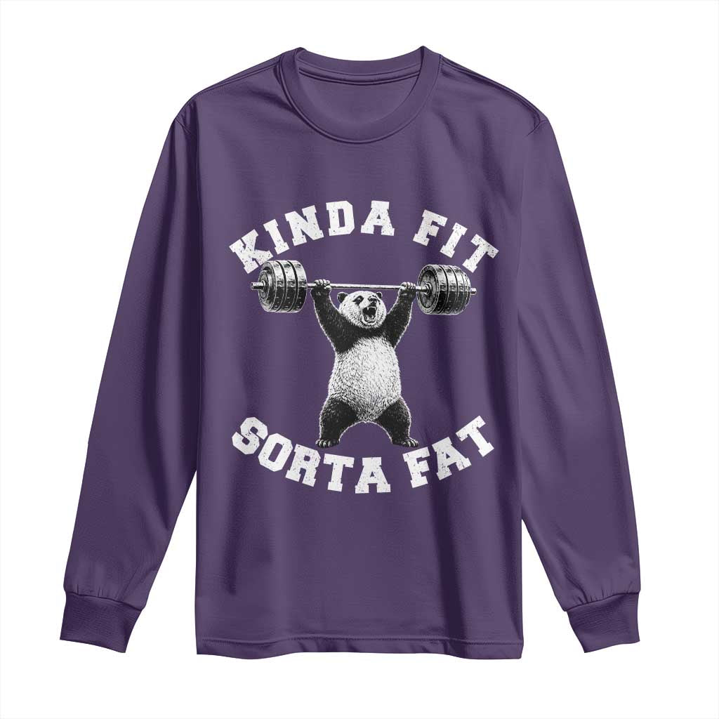Funny Gym Long Sleeve Shirt Kinda Fit Sorta Fat Panda Weightlifting Workout TS10 Purple Print Your Wear