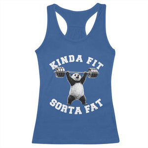 Funny Gym Racerback Tank Top Kinda Fit Sorta Fat Panda Weightlifting Workout TS10 Royal Blue Print Your Wear