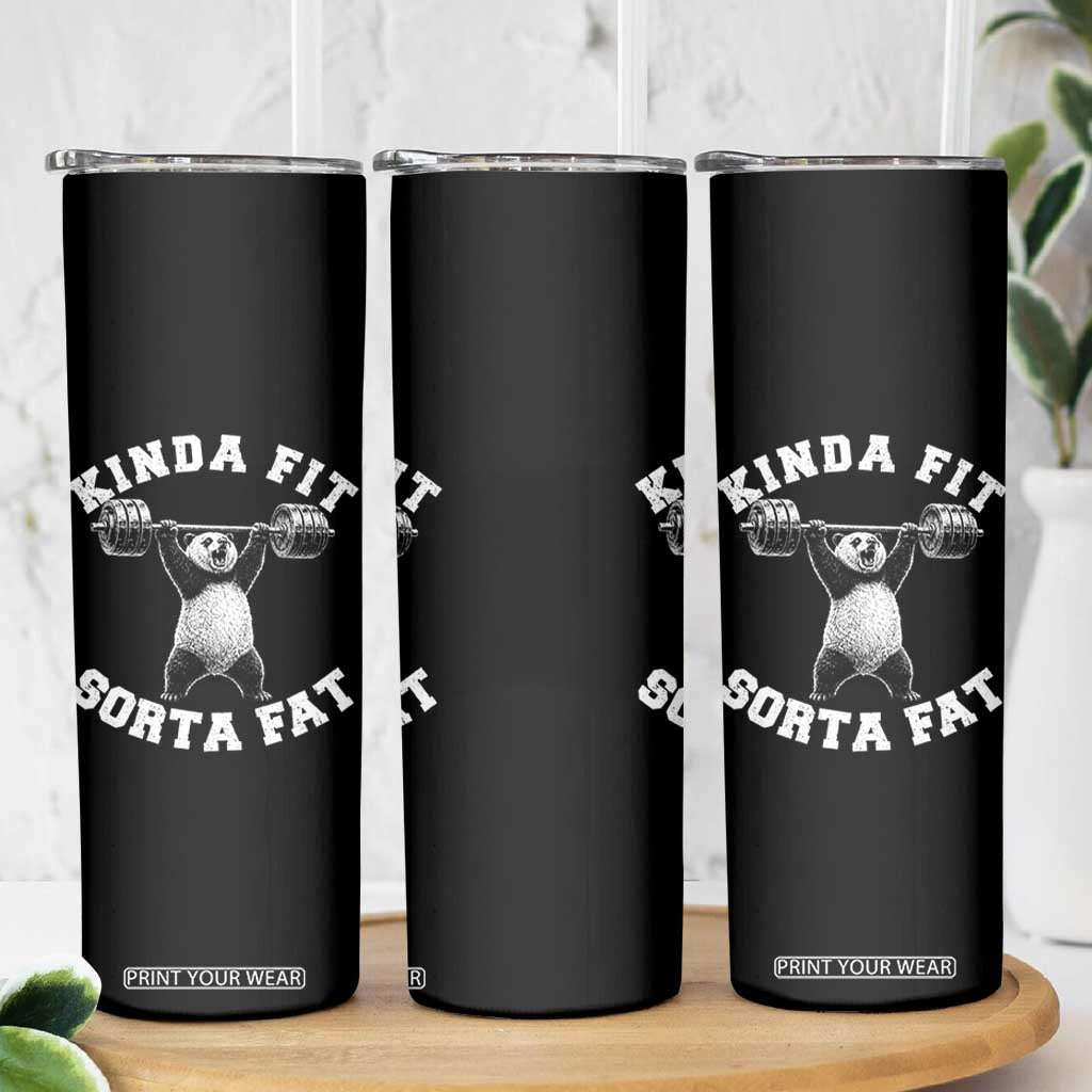 Funny Gym Skinny Tumbler Kinda Fit Sorta Fat Panda Weightlifting Workout TS10 Print Your Wear