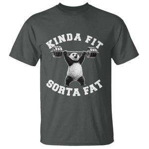 Funny Gym T Shirt Kinda Fit Sorta Fat Panda Weightlifting Workout TS10 Dark Heather Print Your Wear