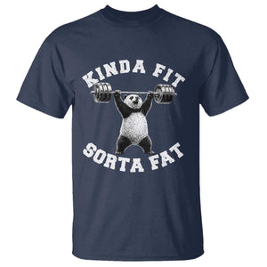 Funny Gym T Shirt Kinda Fit Sorta Fat Panda Weightlifting Workout TS10 Navy Print Your Wear