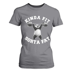 Funny Gym T Shirt For Women Kinda Fit Sorta Fat Panda Weightlifting Workout TS10 Charcoal Print Your Wear