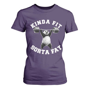 Funny Gym T Shirt For Women Kinda Fit Sorta Fat Panda Weightlifting Workout TS10 Purple Print Your Wear