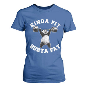 Funny Gym T Shirt For Women Kinda Fit Sorta Fat Panda Weightlifting Workout TS10 Royal Blue Print Your Wear