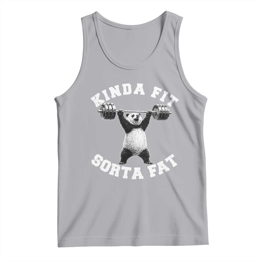 Funny Gym Tank Top Kinda Fit Sorta Fat Panda Weightlifting Workout TS10 Athletic Heather Print Your Wear