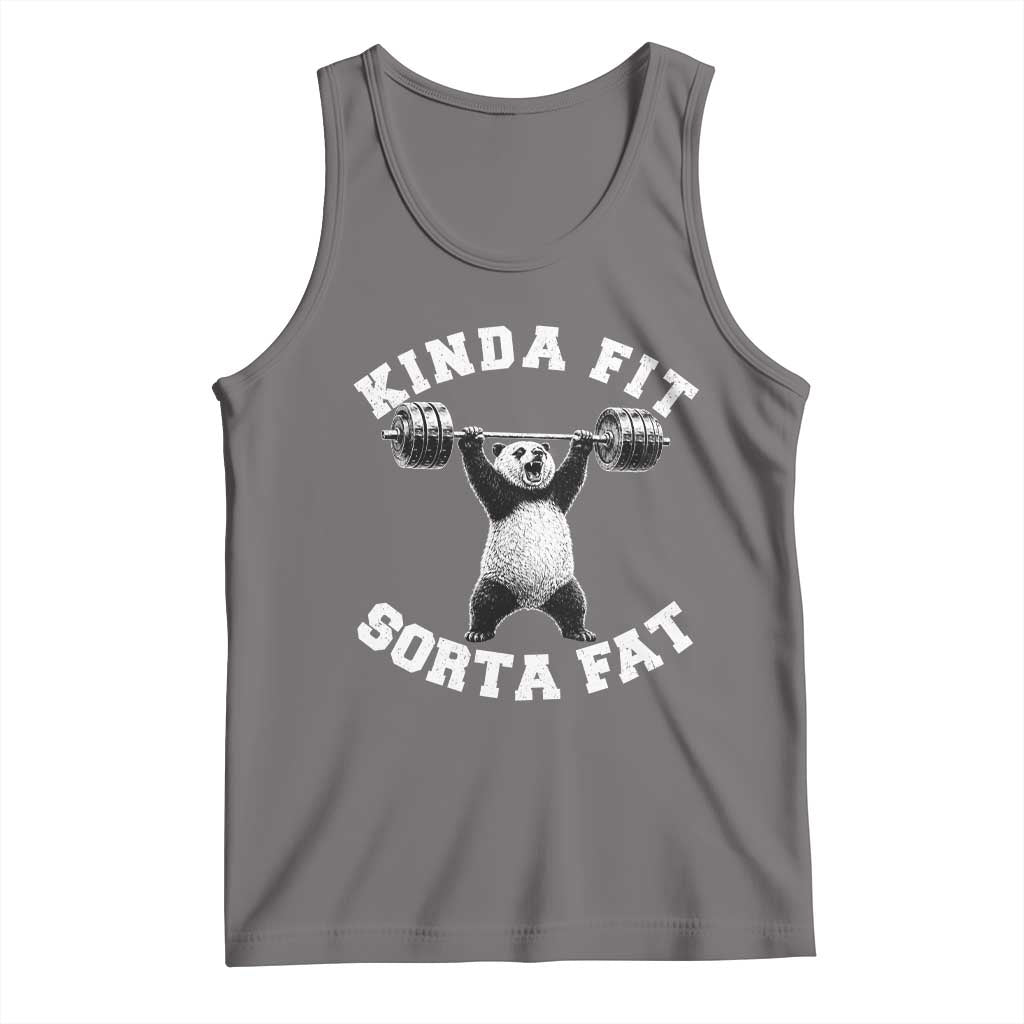 Funny Gym Tank Top Kinda Fit Sorta Fat Panda Weightlifting Workout TS10 Deep Heather Print Your Wear