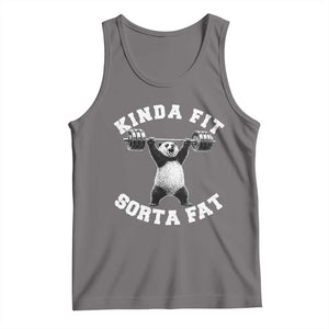 Funny Gym Tank Top Kinda Fit Sorta Fat Panda Weightlifting Workout TS10 Deep Heather Print Your Wear