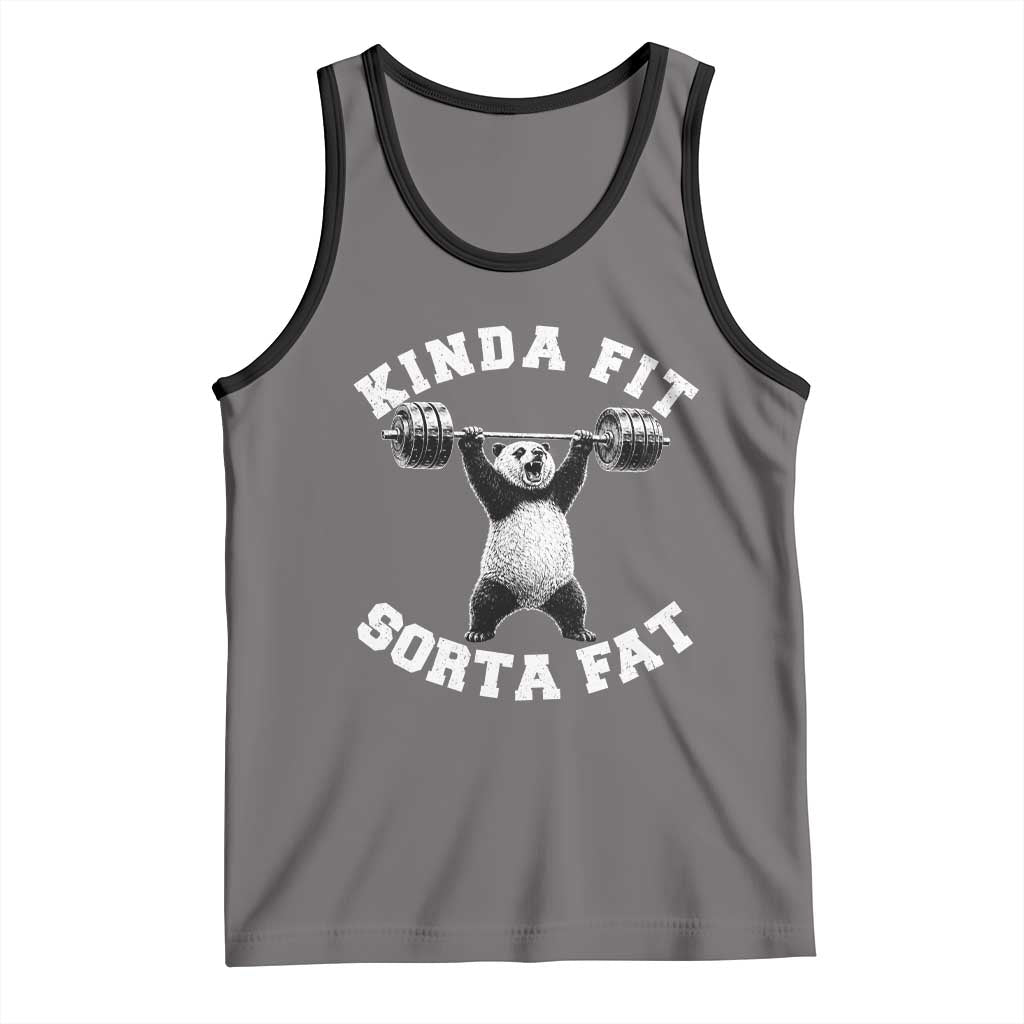 Funny Gym Tank Top Kinda Fit Sorta Fat Panda Weightlifting Workout TS10 Deep Heather Black Print Your Wear