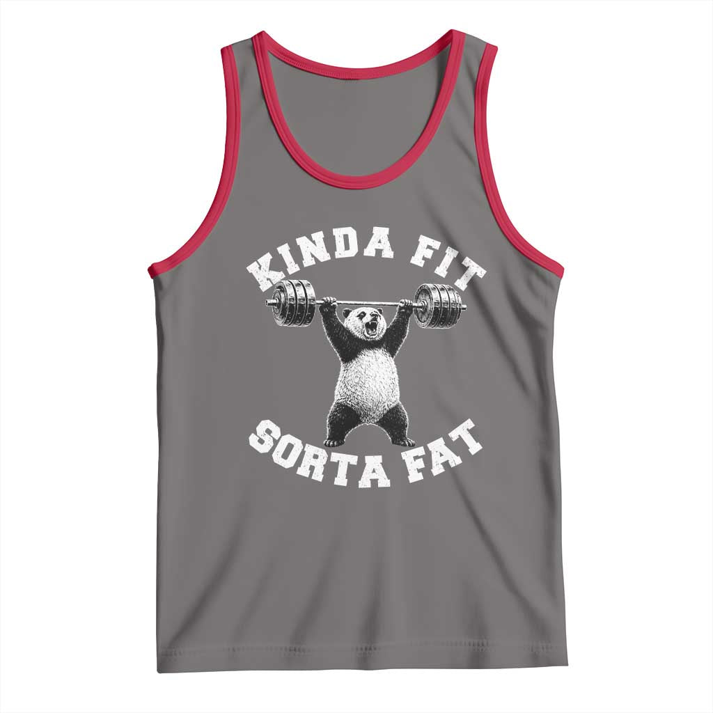 Funny Gym Tank Top Kinda Fit Sorta Fat Panda Weightlifting Workout TS10 Deep Heather Red Print Your Wear
