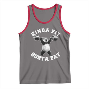 Funny Gym Tank Top Kinda Fit Sorta Fat Panda Weightlifting Workout TS10 Deep Heather Red Print Your Wear