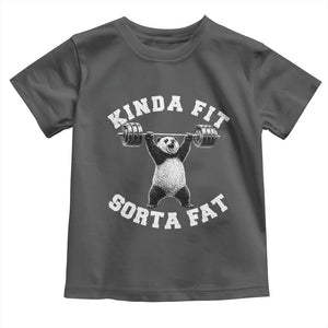 Funny Gym Toddler T Shirt Kinda Fit Sorta Fat Panda Weightlifting Workout TS10 Dark Heather Print Your Wear