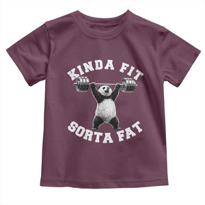 Funny Gym Toddler T Shirt Kinda Fit Sorta Fat Panda Weightlifting Workout TS10 Maroon Print Your Wear