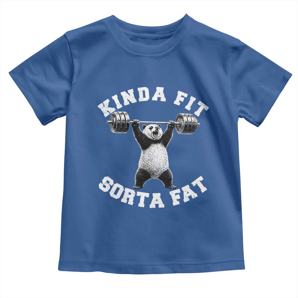 Funny Gym Toddler T Shirt Kinda Fit Sorta Fat Panda Weightlifting Workout TS10 Royal Blue Print Your Wear