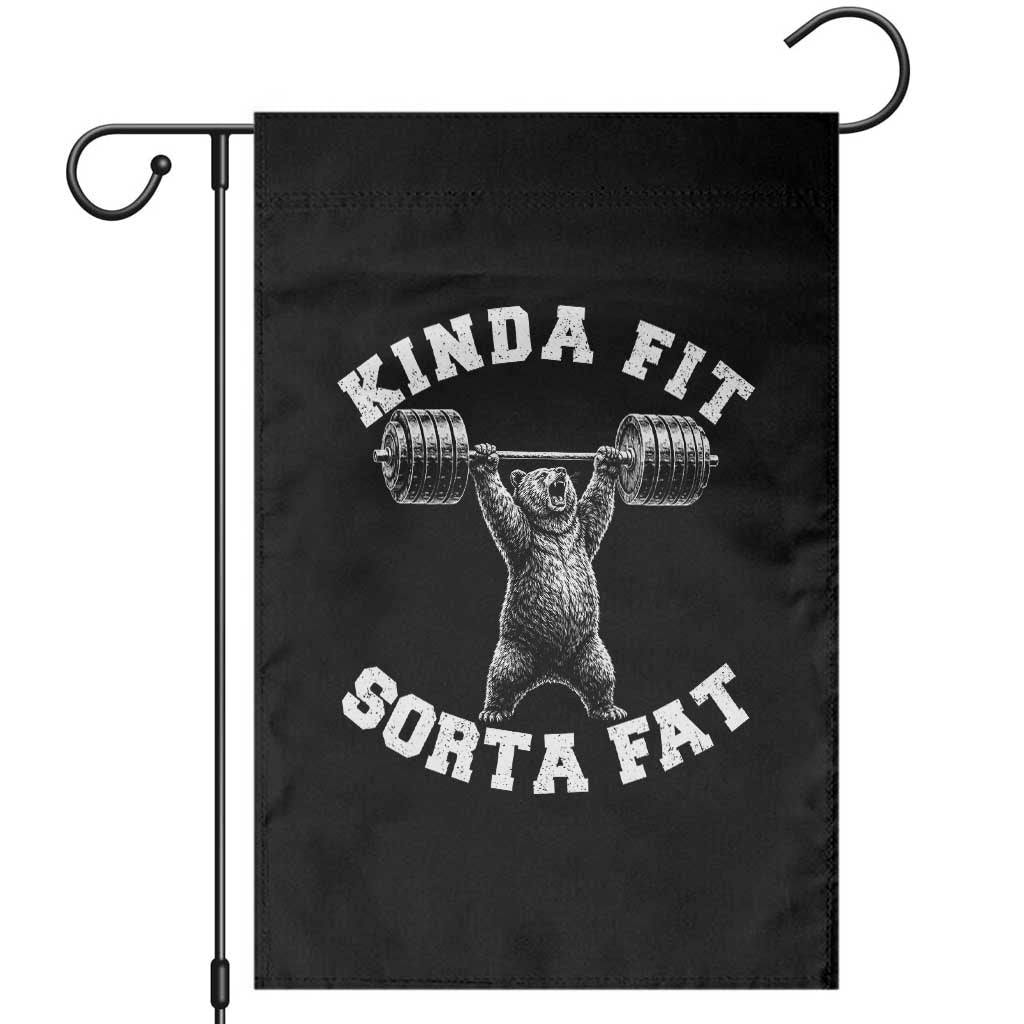 Funny Gym Garden Flag Kinda Fit Sorta Fat Bear Weightlifting Workout TS10 Black Print Your Wear