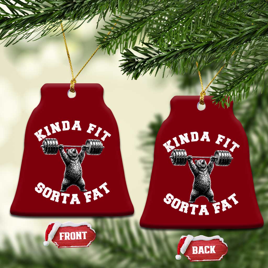 Funny Gym Ceramic Ornament Kinda Fit Sorta Fat Bear Weightlifting Workout TS10 Print Your Wear