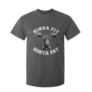 Funny Gym T Shirt For Kid Kinda Fit Sorta Fat Bear Weightlifting Workout TS10 Dark Heather Print Your Wear