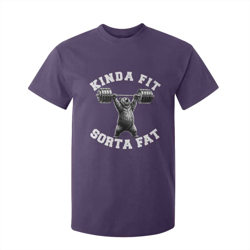 Funny Gym T Shirt For Kid Kinda Fit Sorta Fat Bear Weightlifting Workout TS10 Purple Print Your Wear