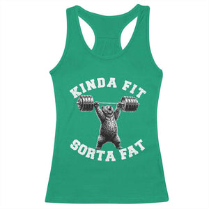 Funny Gym Racerback Tank Top Kinda Fit Sorta Fat Bear Weightlifting Workout TS10 Irish Green Print Your Wear