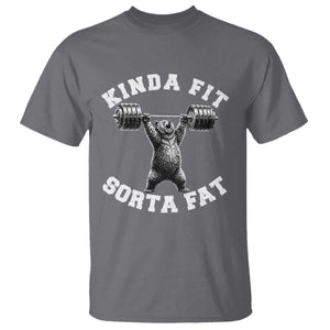Funny Gym T Shirt Kinda Fit Sorta Fat Bear Weightlifting Workout TS10 Charcoal Print Your Wear