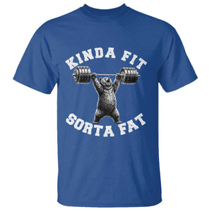 Funny Gym T Shirt Kinda Fit Sorta Fat Bear Weightlifting Workout TS10 Royal Blue Print Your Wear