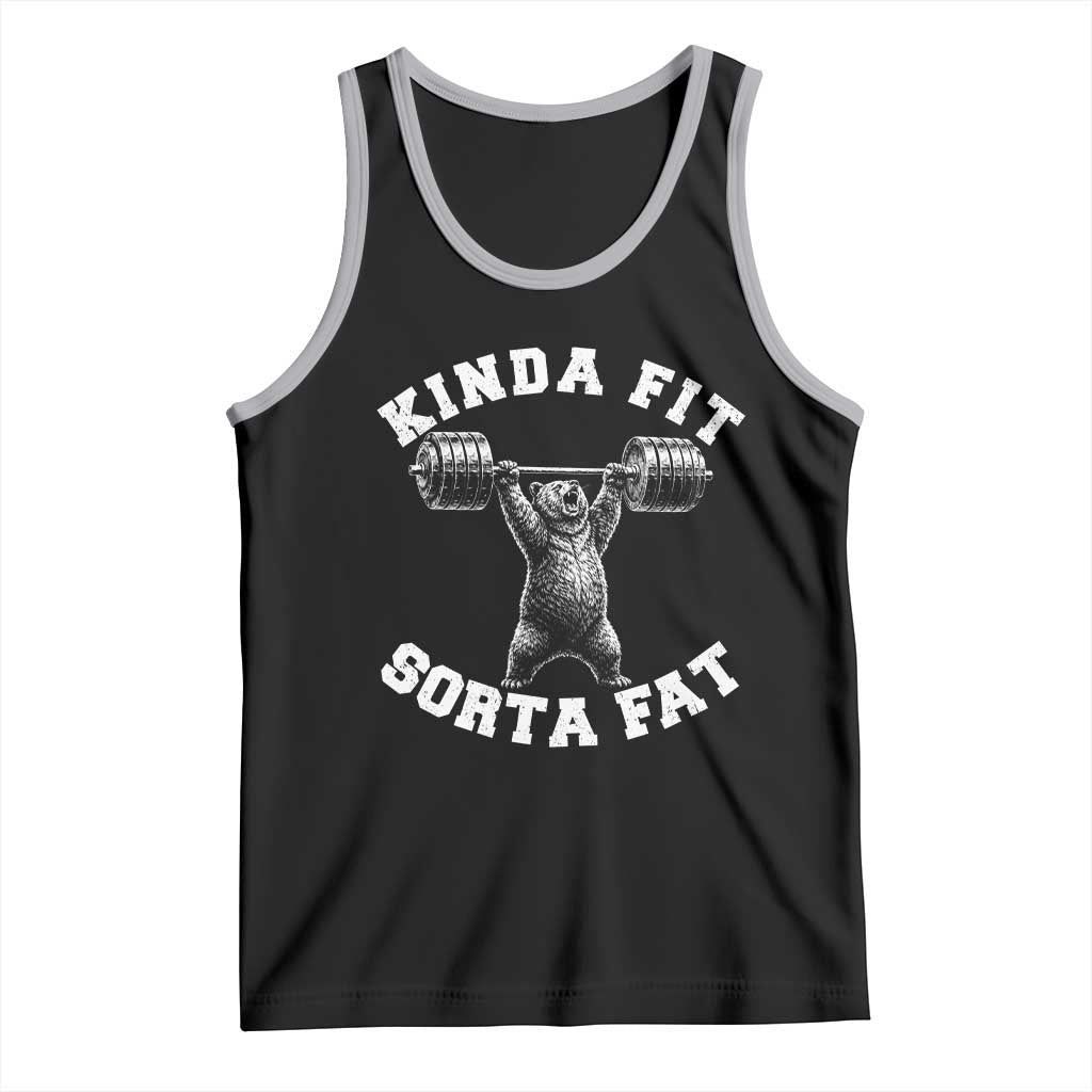Funny Gym Tank Top Kinda Fit Sorta Fat Bear Weightlifting Workout TS10 Black Athletic Heather Print Your Wear
