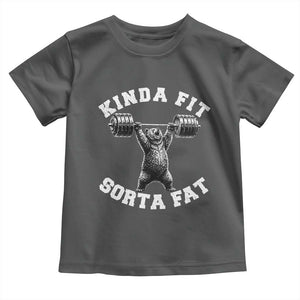 Funny Gym Toddler T Shirt Kinda Fit Sorta Fat Bear Weightlifting Workout TS10 Dark Heather Print Your Wear