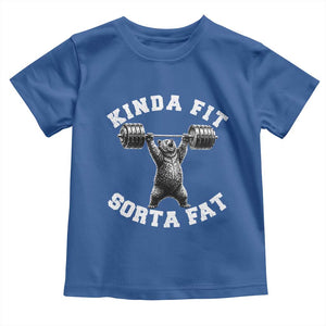 Funny Gym Toddler T Shirt Kinda Fit Sorta Fat Bear Weightlifting Workout TS10 Royal Blue Print Your Wear