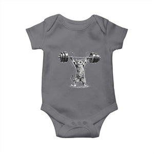 Funny Cat Gym Baby Onesie Weightlifting Workout TS10 Charcoal Print Your Wear
